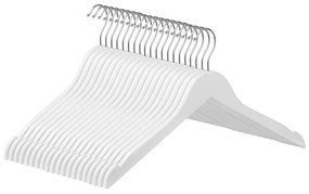 Conjunto de 20 cabides em madeira maciça 44 x 23,5 cm branco