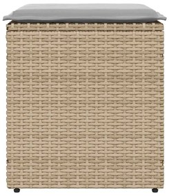 Bancos de jardim com almofadas 2 unid 40x40x43 cm vime PE bege