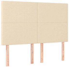 Cama box spring c/ colchão e LED 140x190 cm tecido cor creme