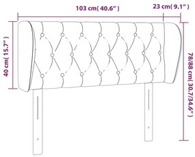 Cabeceira de cama c/ abas veludo 103x23x78/88 cm rosa