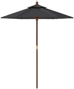 Guarda-sol de jardim com poste de madeira 196x231 cm preto