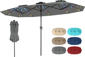 Guarda-sol duplo resistente, 400 x 210 cm (BASE NÃO INLCUIDA), com 108 luzes LED solares, manivela fácil de utilizar e 12 varas de metal, para jardim,