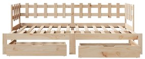 Sofá-cama com gavetão e gavetas sem colchão 90x200 cm