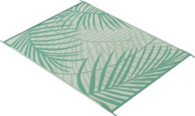 Tapete de jardim para exterior reversível, 365 x 274 cm, impermeável, com padrão de folhagem e saco de transporte, verde-creme