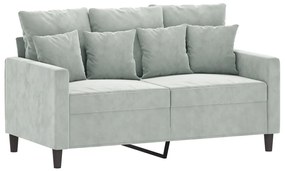 2 pcs conjunto de sofás com almofadões veludo cinzento-claro