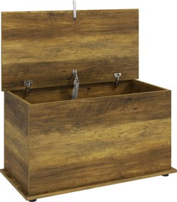 HOMCOM Baú de Arrumação, Banco de Arrumação com Tampa Articulada e Dobradiças de Segurança, 80 x 40 x 45 cm, Castanho | Aosom Portugal