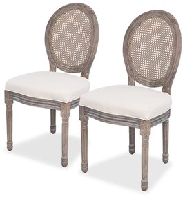 vidaXL Cadeiras de jantar 2 pcs tecido cor creme