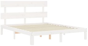 Cama sem colchão 160x200 cm madeira de pinho maciça branco