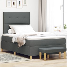 Cama Box Spring com Colchão e Banco Cinza Escuro 120x190 cm Tecido