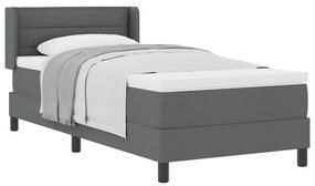 Cama Box Spring com Colchão Cinza Escuro, 90 x 190 cm, Tecido.