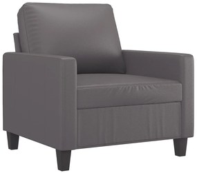 4 pcs conjunto de sofás c/ almofadões couro artificial cinzento