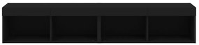 Móveis de TV com luzes LED 2 pcs 80x30x30 cm preto