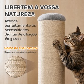 Poste Arranhador para Gatos 75,5 cm com Base Estável e Corda de Sisal Natural, Cinzento-Claro
