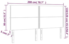 Cabeceira cama c/ LED 200x5x118/88cm couro artificial cinzento