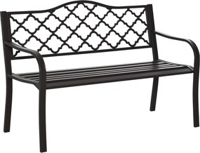Outsunny Banco de Jardim 3 Lugares em Estilo Rústico Chique 128x60x89 cm Metal Epóxi Anticorrosivo Fundição Marrom | Aosom Portugal