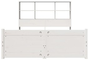 Cama com estante sem colchão 140x190 cm pinho maciço branco