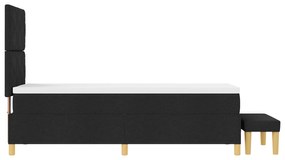 Cama Box Spring com Colchão &amp; Banco Preto 80x200 cm Tecido