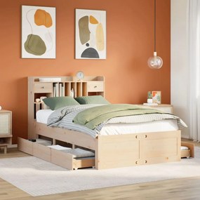 Cama com estante sem colchão 135x190 cm pinho maciço