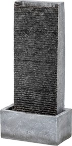 Outsunny Fonte 2 níveis para jardim com iluminação LED, bomba, efeito granito 37,5 x 22 x 80 cm | Aosom Portugal