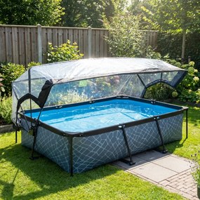 Piscina retangular Stone 300 x 200 x 65 cm com bomba de filtragem e cobertura - cinzenta