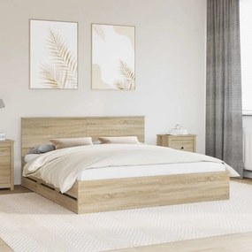 vidaXL Estrutura da Cama com gaveta Carvalho Sonoma 180 x 200 cm