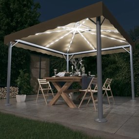 vidaXL Gazebo cordões de luzes LED 300x300 cm alumínio cinza-acast.
