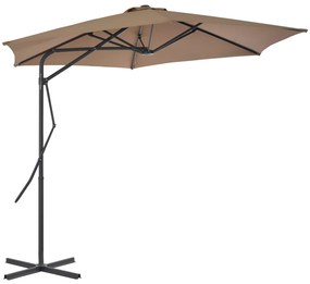 Guarda-sol exterior c/ poste de aço 300 cm cinzento-acastanhado