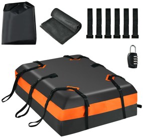 Mala de tejadilho para carro 424L à prova de água com fecho e tapete antiderrapante 112 x 86 x 43 cm Laranja e Preto