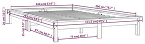 Estrutura de cama 160x200 cm pinho maciço branco