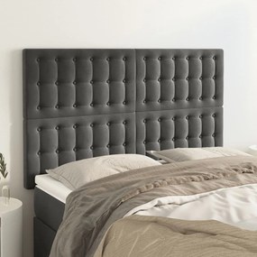 vidaXL Cabeceira de cama 4 pcs veludo 72x5x78/88 cm cinzento-escuro