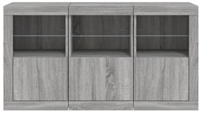 Aparador com luzes LED 123x37x67 cm cinzento sonoma