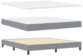 Cama Box Spring com Colchão e LED Cinza Claro 180x200 cm Tecido