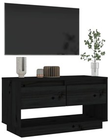 Móvel de TV 74x34x40 cm madeira de pinho maciça preto
