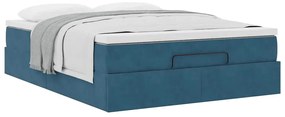 Estrutura de cama otomana com colchão 140x190cm azul escuro