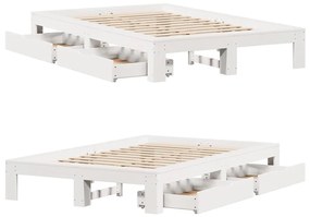 Cama sem colchão 120x200 cm madeira de pinho maciça branco