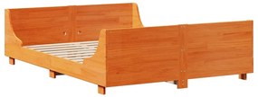 Cama sem colchão 135x190 cm madeira pinho maciça castanho-mel