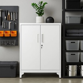 Armário arquivo escritório com fechadura e 2 portas 40 x 80 x 90 cm branco