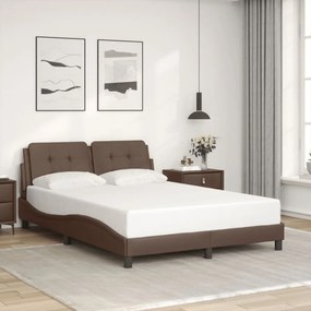 Estrutura cama c/ cabeceira 120x200cm couro artificial castanho