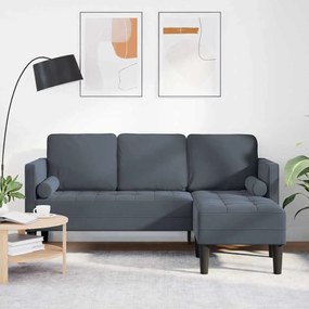 vidaXL Sofá de 3 Lugares com Chaise L em Forma de L Cinza Escuro 160 cm de Veludo