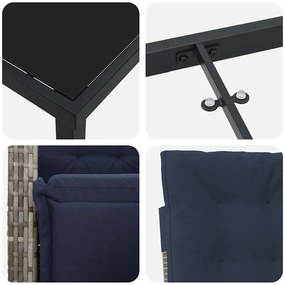 Conjunto de Jantar de Jardim com 5 Peças em Rattan Sintético Cinza