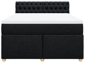 Cama com molas/colchão 160x200 cm tecido preto