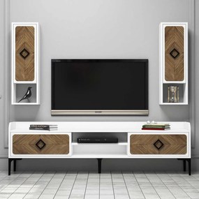 Móvel TV Samba – Branco Nogueira – 180x52x35 cm