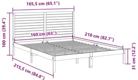 Cama extra longa sem colchão 160x210 cm madeira maciça