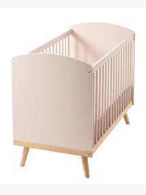 Cama de grades para bebé, TEMA CONFETES rosa claro liso