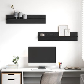 vidaXL Prateleiras de Parede 2 pcs Carvalho Preto 80 x 11.5 x 18 cm