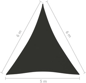 Para-sol estilo vela tecido oxford triangular 5x6x6 m antracite