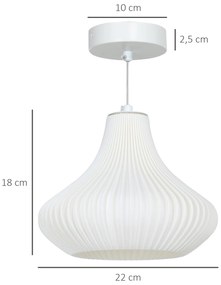 Candeeiro Suspenso Moderno Candeeiro de Teto com Ecrã de Impressão 3D Iluminação para Sala de Jantar Ø22x18 cm Branco
