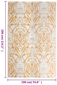 Tapete de exterior 190x290 cm ARAKIL PP laranja e branco