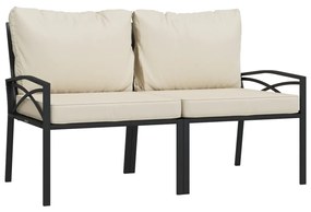 7 pcs conjunto lounge de jardim aço c/ almofadões areia