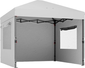 Outsunny Tenda Dobrável 3x3 m Pop-up com 3 Paredes Laterais 2 Janelas em Malha UPF50+ Altura Ajustável 3 Níveis 297x297x285 cm Branco | Aosom Portugal